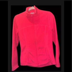 Old Navy Fitted Zip-Up Crew Neck Hot Pink Fleece Pockets Jacket Women’s Small